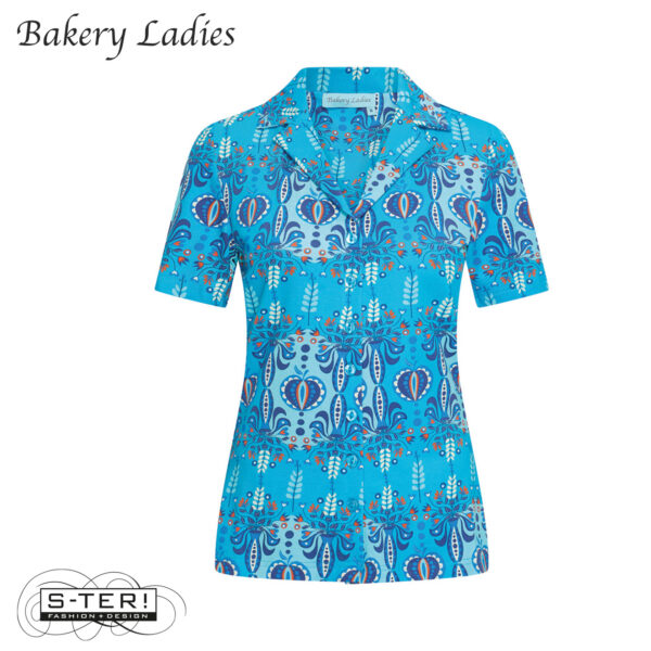S2.2 Bakery Ladies Blouse PEGGY BL51OCE107 APPLE&VASE BLUE CURACAO - Afbeelding 2