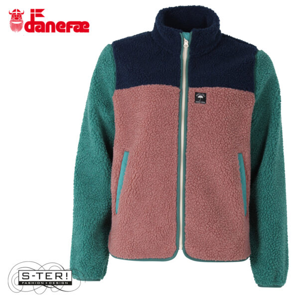 S5.1 DANEFAE danebirk fleece zip up dk navy light slate dk rose - Afbeelding 2
