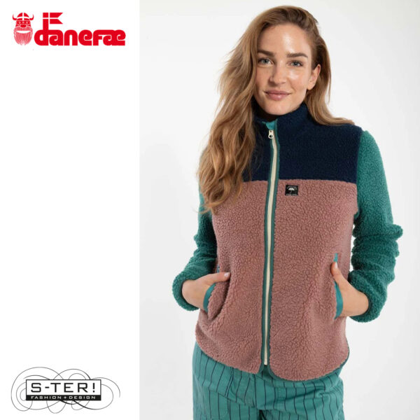 S5.1 DANEFAE danebirk fleece zip up dk navy light slate dk rose - Afbeelding 6