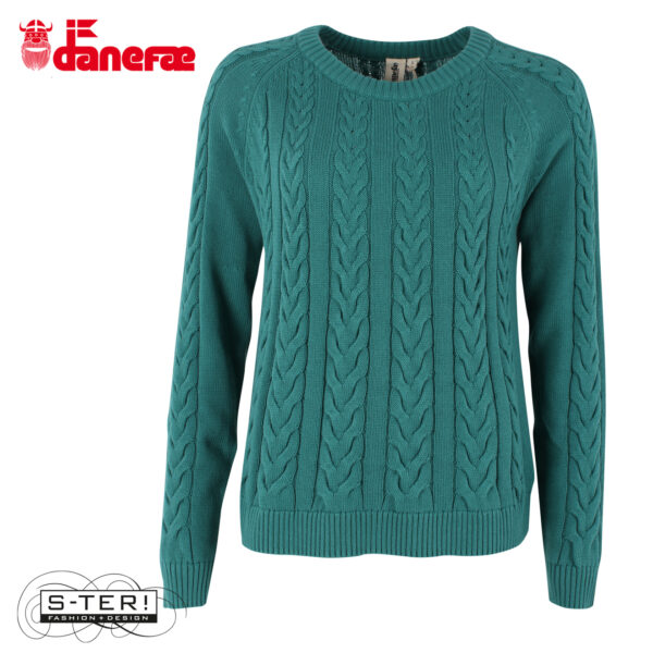 S5.3 DANEFAE danetwister cable sweater light slate - Afbeelding 2