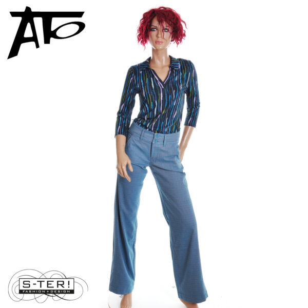 B1.39 Ato Berlin Hose Lilia CO/EL 19/000 BL/GR - Afbeelding 2