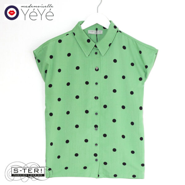 S13.2 Mademoiselle Yéyé AND NOW BLOUSE 51222C GREEN - Afbeelding 2