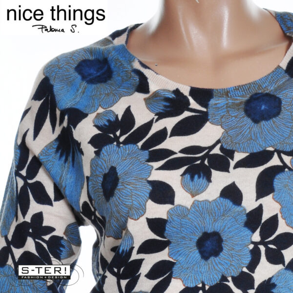 S38.47 Nice Things Camelia print sweater WKU025 ecru - Afbeelding 3