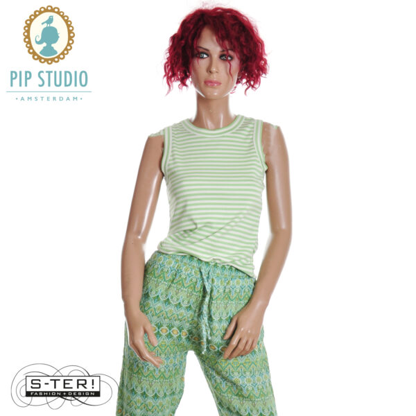 S25.7 pip studio TRINITY SLEEVELESS TOP LITTLE SUMO STRIPE GREEN
