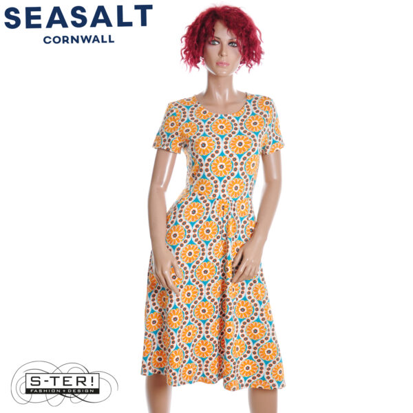 S7.48 Seasalt Cornwall S/S April dress daisy stamp azurite