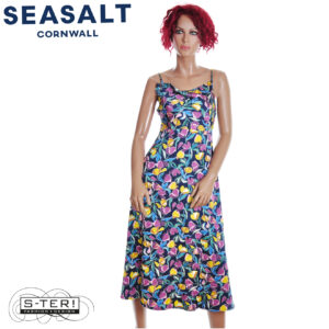 S7.31 Seasalt Cornwall housel bay dress collaged tulips maritime