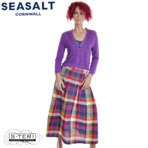 S7.43 Seasalt Cornwall Jamboree skirt florabunda multi damson