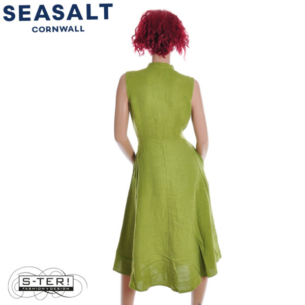 S7.40 Seasalt Cornwall sleeveless carved wood dress dark citron - Afbeelding 3