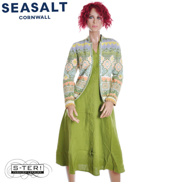 S7.40 Seasalt Cornwall sleeveless carved wood dress dark citron - Afbeelding 2