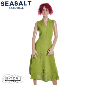 S7.40 Seasalt Cornwall sleeveless carved wood dress dark citron