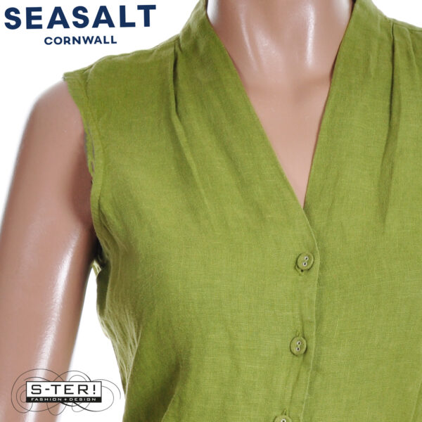 S7.40 Seasalt Cornwall sleeveless carved wood dress dark citron - Afbeelding 4