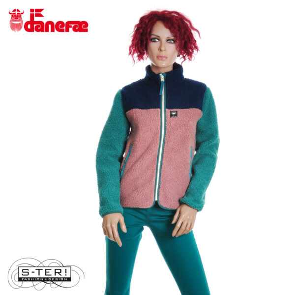 S5.1 DANEFAE danebirk fleece zip up dk navy light slate dk rose