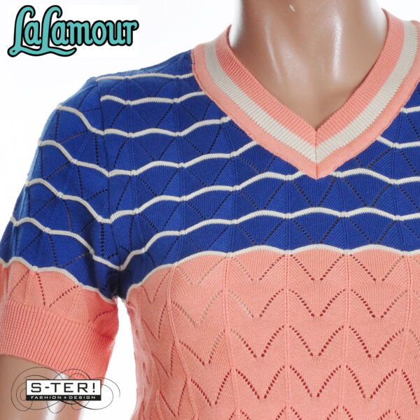 S31.22 Lalamour knitted sweater V neck SS LASU25330 salmon - Afbeelding 4