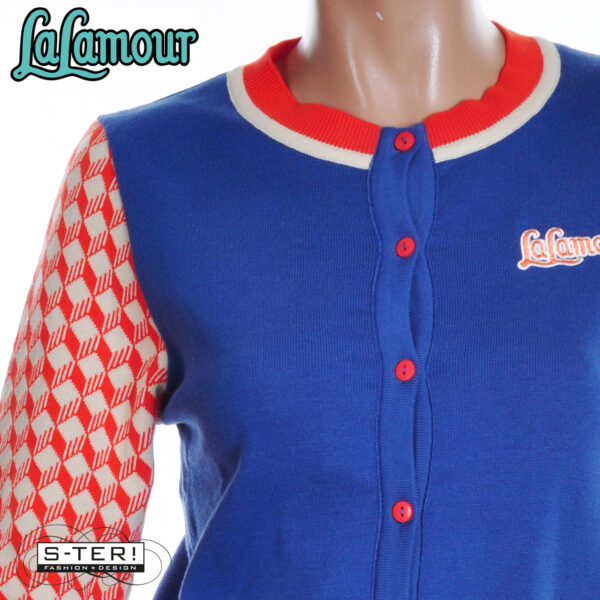 S31.23 Lalamour knitted cardigan LS flowers LASU25339 dazzling blue - Afbeelding 8