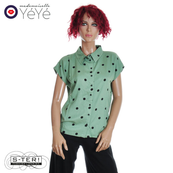 S13.2 Mademoiselle Yéyé AND NOW BLOUSE 51222C GREEN