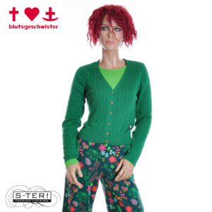 W3.46 blutsgeschwister cardigan save the world 001253-174 01819 starlight green knit