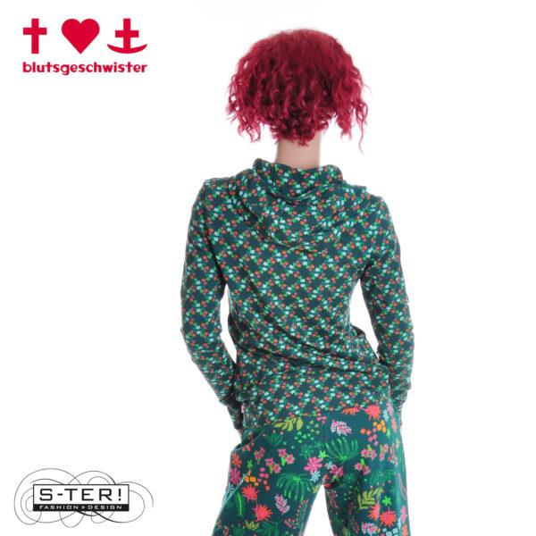 W3.43 blutsgeschwister HOODIE SCUBA DUBA 001253-125 01680 SHIMMERING NIGHT FLOWER - Afbeelding 4