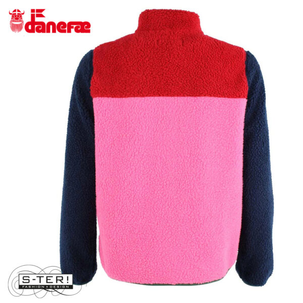 W5.49 danefae DANEBIRK FLEECE ZIP UP DK RED/DK NAVY/SPICY PINK/DK PINE - Afbeelding 3