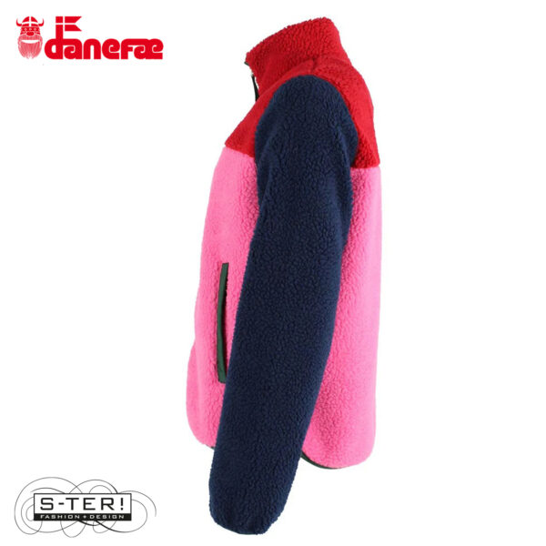 W5.49 danefae DANEBIRK FLEECE ZIP UP DK RED/DK NAVY/SPICY PINK/DK PINE - Afbeelding 4