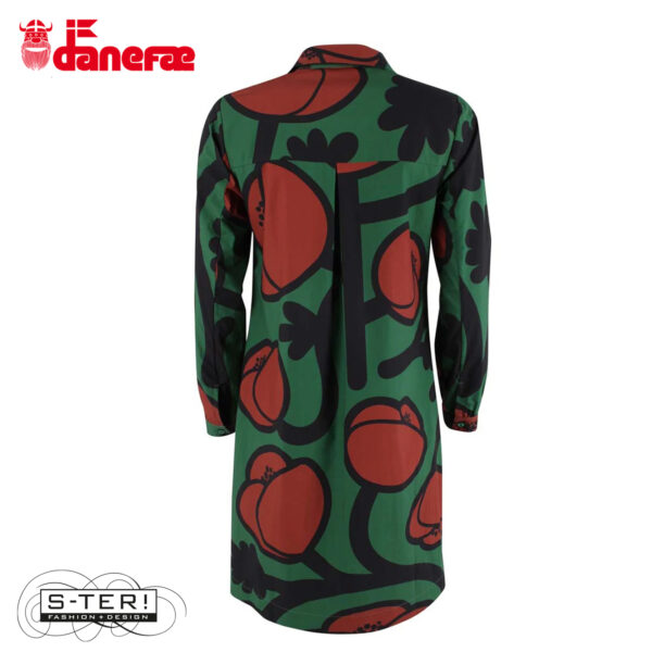 W5.46 danefae DANECARNATION POPLIN DRESS DK PINE BIG POPPY - Afbeelding 3