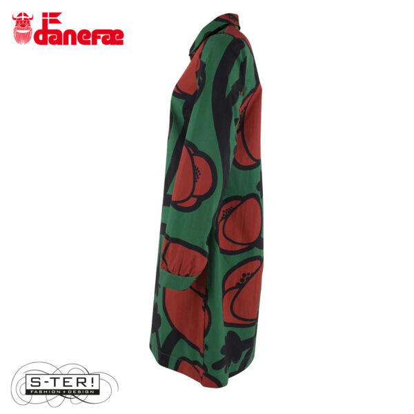 W5.46 danefae DANECARNATION POPLIN DRESS DK PINE BIG POPPY - Afbeelding 4