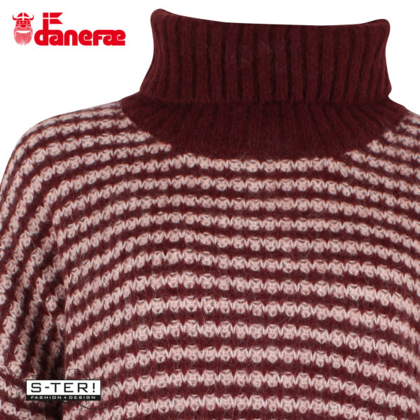 W5.47 danefae DANECARING ALPACA ROLLNECK SWEATER DK MERLOT/POWDER - Afbeelding 5