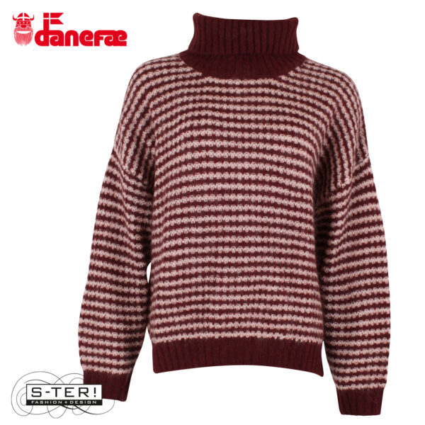 W5.47 danefae DANECARING ALPACA ROLLNECK SWEATER DK MERLOT/POWDER - Afbeelding 2