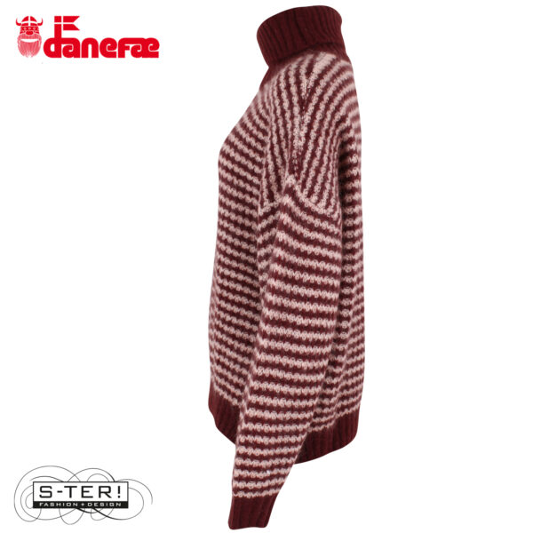 W5.47 danefae DANECARING ALPACA ROLLNECK SWEATER DK MERLOT/POWDER - Afbeelding 4