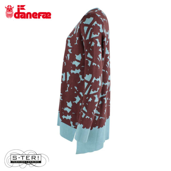 W5.43 danefae DANECLUB JAQUARD VISCOSE CARDIGAN DK MERLOT/GREY DUCK - Afbeelding 4