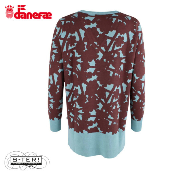 W5.43 danefae DANECLUB JAQUARD VISCOSE CARDIGAN DK MERLOT/GREY DUCK - Afbeelding 3