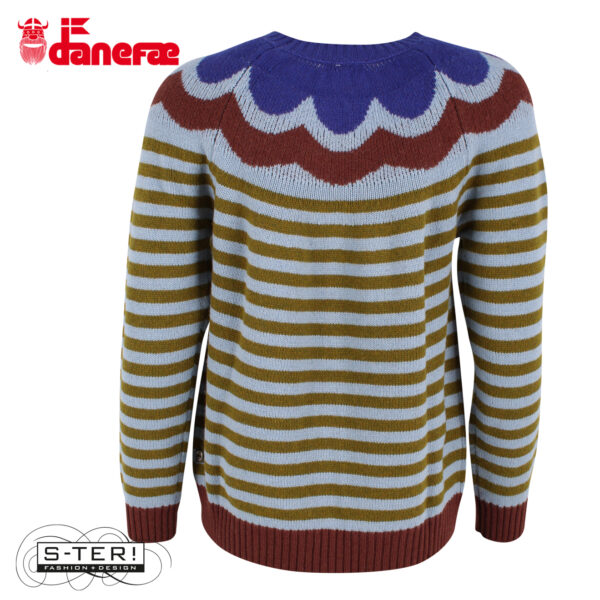 W5.42 danefae DANEGLAMPING WOOL SWEATER LT BLUE/GREY/OLIVE - Afbeelding 3