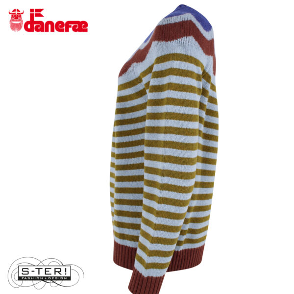 W5.42 danefae DANEGLAMPING WOOL SWEATER LT BLUE/GREY/OLIVE - Afbeelding 4