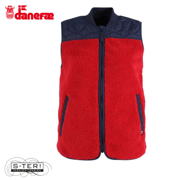 W5.48 danefae DANEWALNUT FLEECE BODYWARMER DK NAVY/DK RED - Afbeelding 2