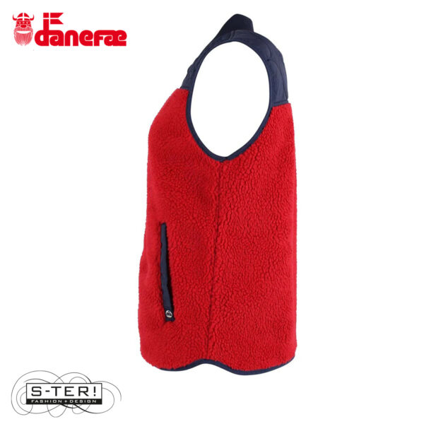 W5.48 danefae DANEWALNUT FLEECE BODYWARMER DK NAVY/DK RED - Afbeelding 4