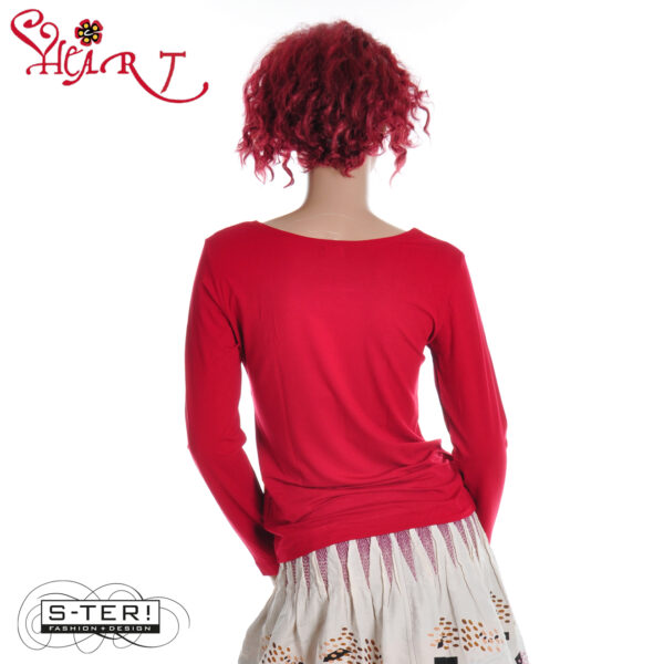 W26.26 HEART BASIC SHIRT L.SLEEVE HZ037 BVS W64 CAP RED - Afbeelding 2