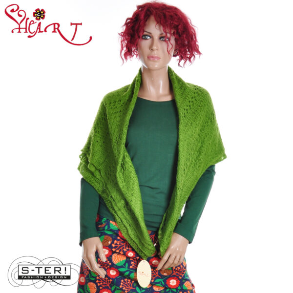 W26.30 HEART BOURGES SCARF HV032 MH B22 OLIVE - Afbeelding 3