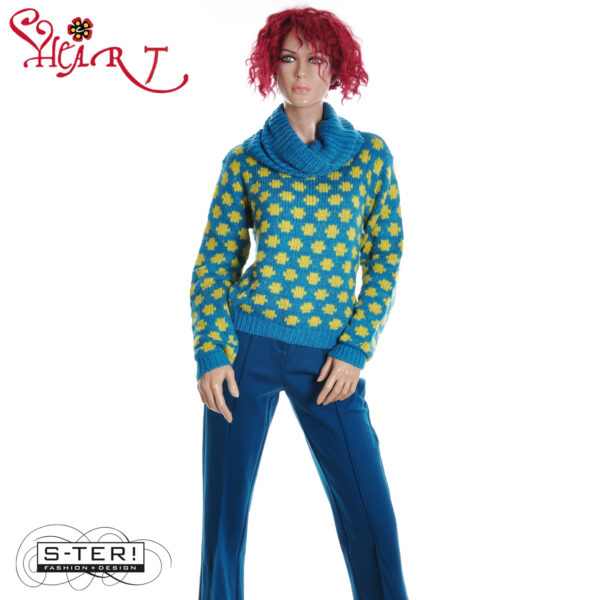 W26.25 HEART DINDI SWEATER HZ007 MHD B10 PETROL - Afbeelding 3