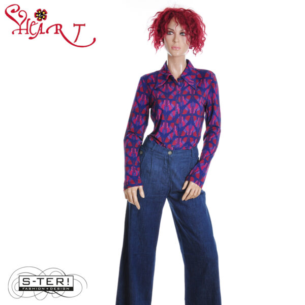 W26.15 HEART MIMAS BLOUSE HK054  TPFB2 B01 PURPLE - Afbeelding 3