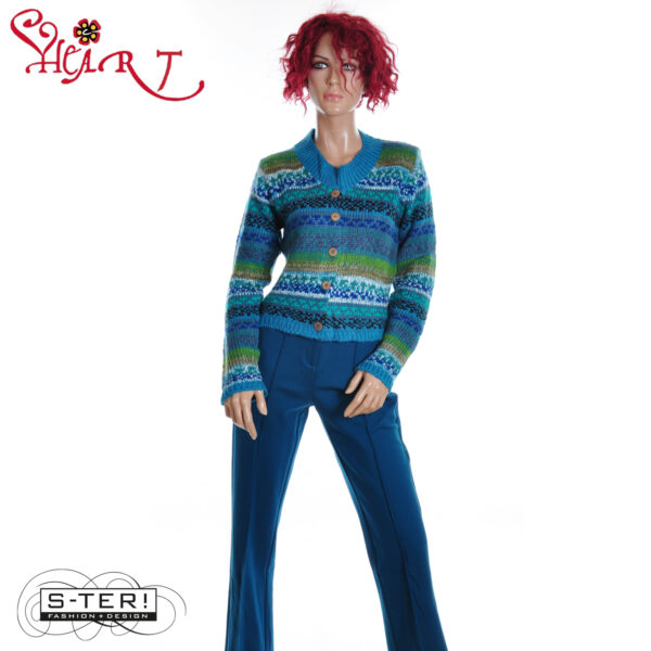 W26.17 HEART MURPHY CARDIGAN HT043 ST B10 PETROL - Afbeelding 4