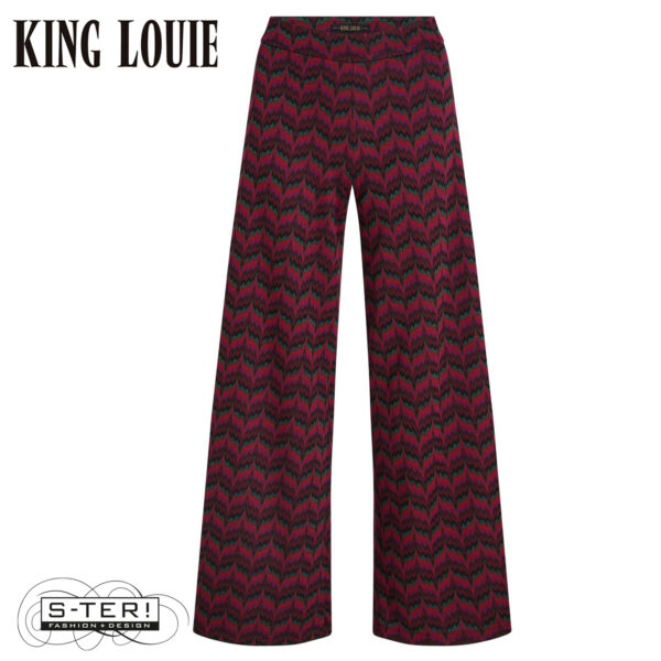 W9.36 King Louie BORDER PALAZZO PANTS ESTELLE ZIGZAG 10155 BORDEAUX RED