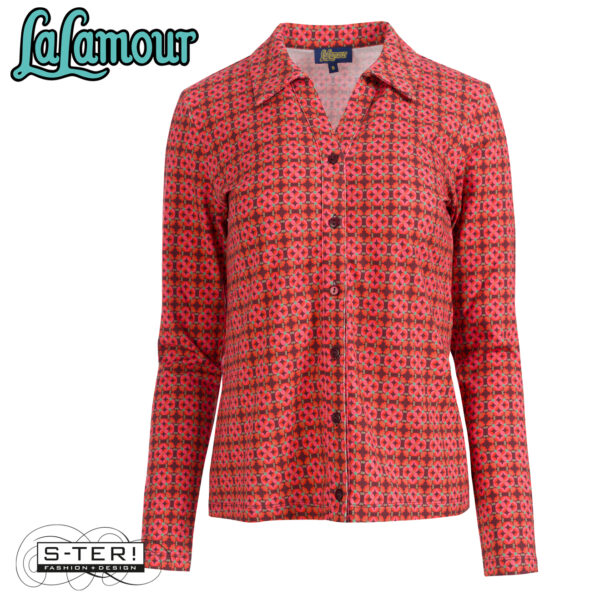 W31.20 Lalamour ANNA blouse LS LAWI2525 GORGEOUS PORT TILES - Afbeelding 2