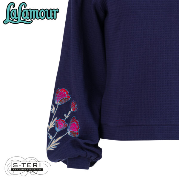 W31.21 Lalamour CATHY TOP LS LAWI2550 WAFFLE BLUE - Afbeelding 3