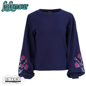 W31.21 Lalamour CATHY TOP LS LAWI2550 WAFFLE BLUE