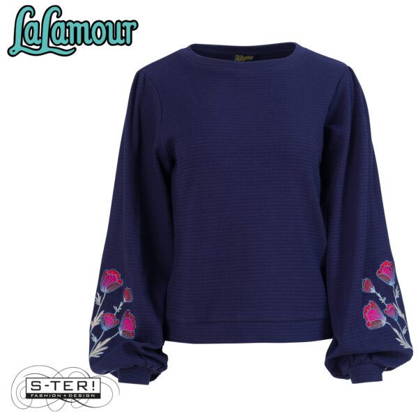 W31.21 Lalamour CATHY TOP LS LAWI2550 WAFFLE BLUE