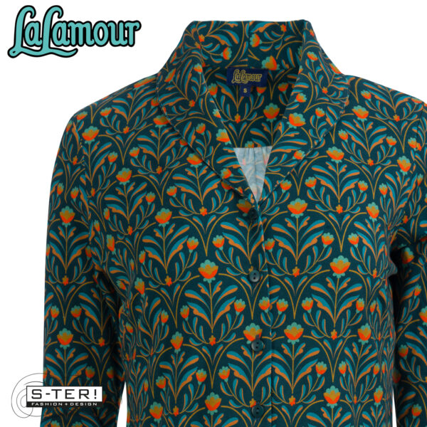 W31.26 Lalamour IRIS blouse LS LAWI25171 BAROCK FLOWER GREEN - Afbeelding 3