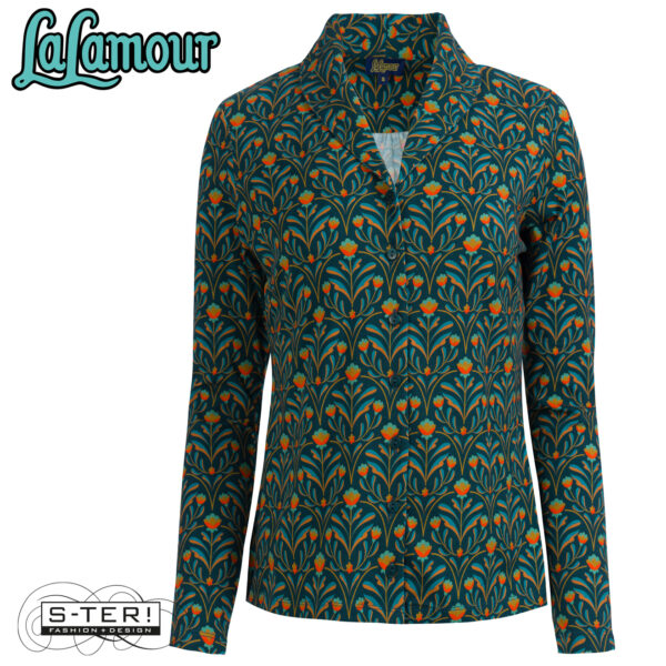 W31.26 Lalamour IRIS blouse LS LAWI25171 BAROCK FLOWER GREEN