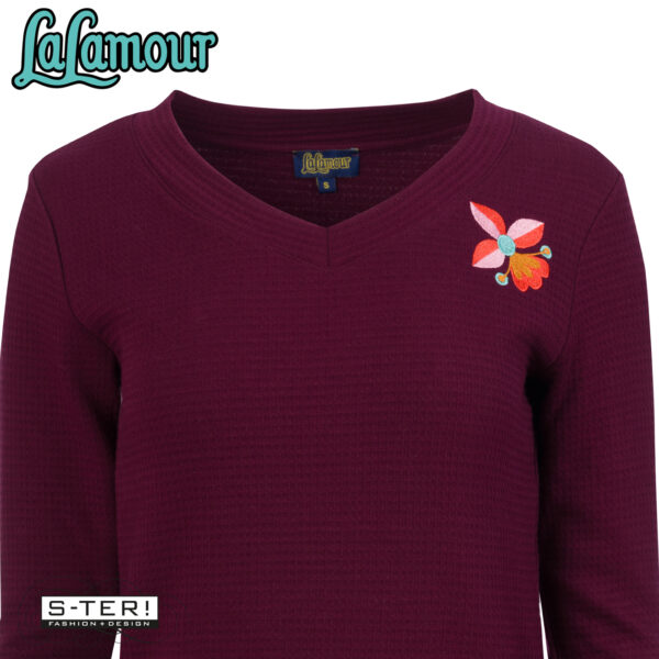 W31.27 Lalamour kelly TOP LS LAWI25192 WAFFLE bordeaux - Afbeelding 3