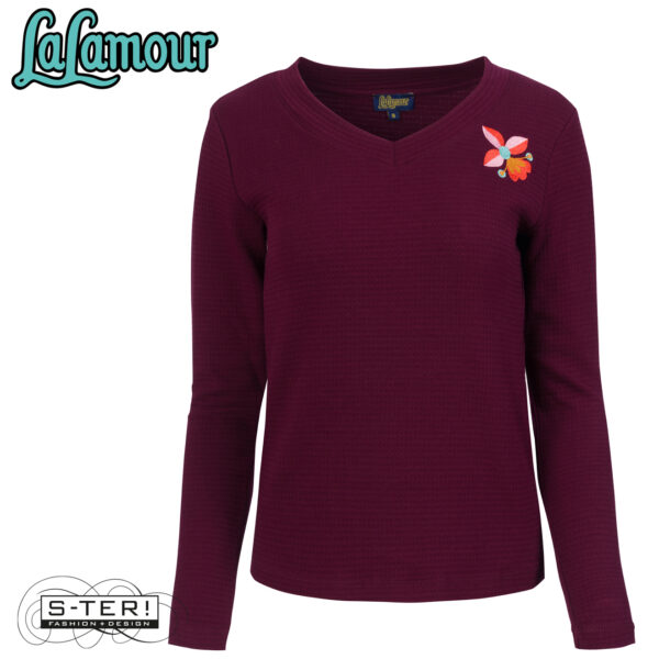 W31.27 Lalamour kelly TOP LS LAWI25192 WAFFLE bordeaux