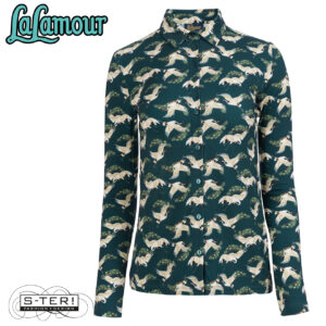 W31.36 Lalamour SILL blouse LS LAWI25402 CRANE DANCE PETROL