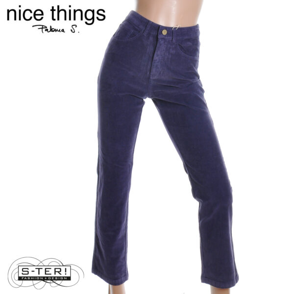 W38.13 Nice Things 5POCKETS MICROCORDUROY PANTS WWV112 DARK LAVENDER - Afbeelding 4